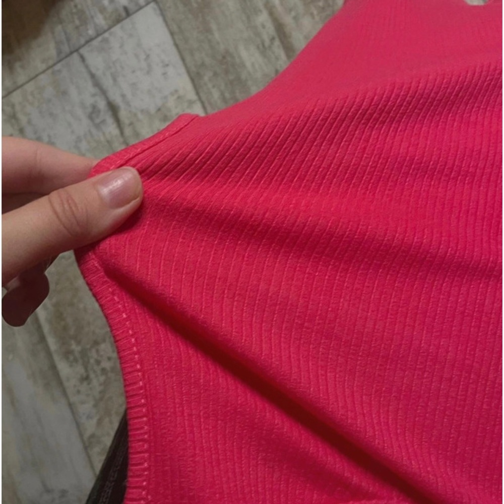 Hot Pink Ribbed Cropped Tank Top